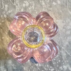 Vintage Colony Crystal Pink Dogwood Flower Candle Base